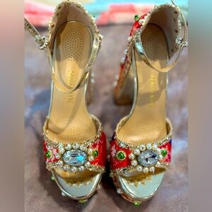 Size 7 only worn once red bejeweled Azalea Wang heels